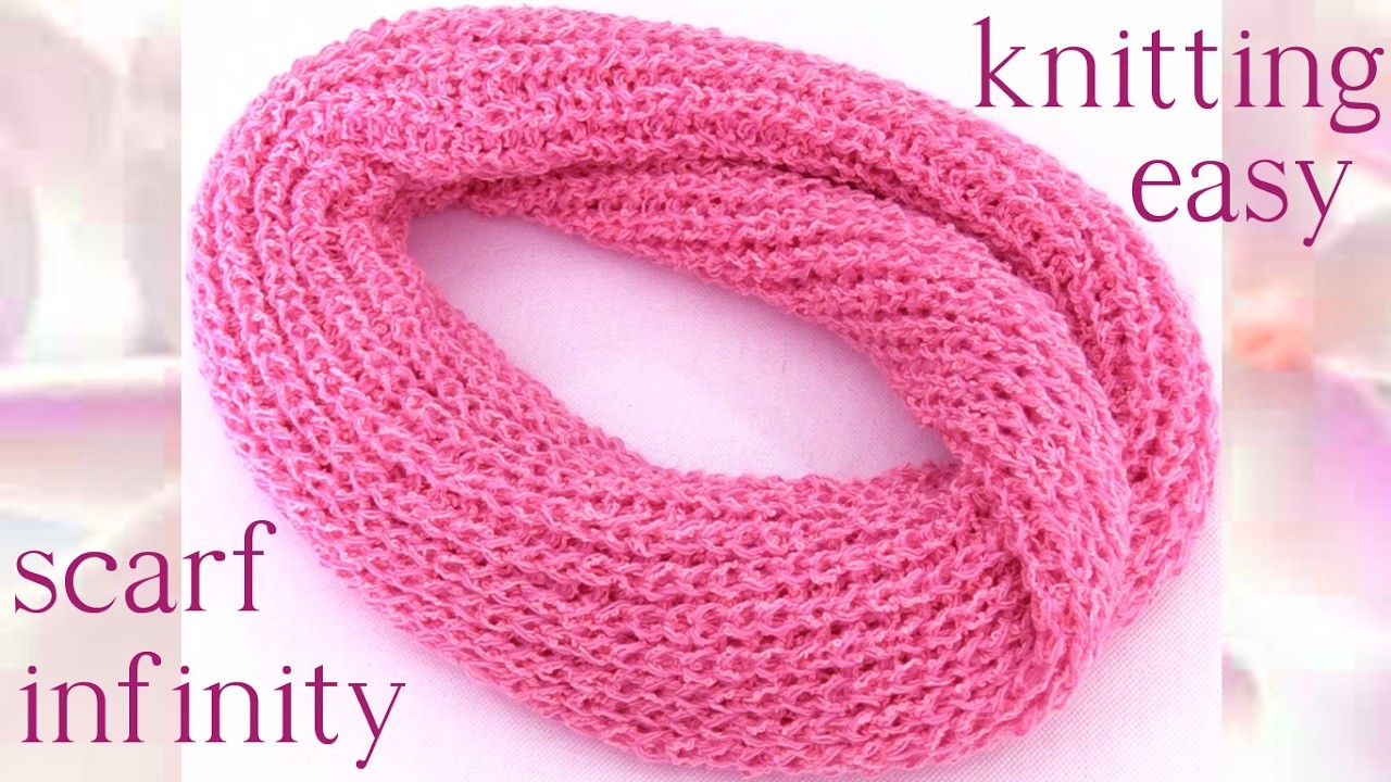 Como tejer Bufanda Infinita circular tubular fácil a dos agujas - scarf infinity