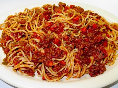 Espaguetis  a la Boloñesa - Receta de pasta con salsa roja y carne