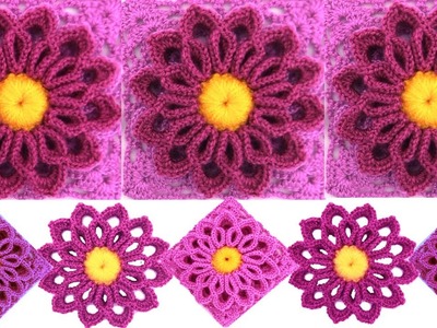 Teje flor Lila tejida con gancho Crochet fácil tutorial