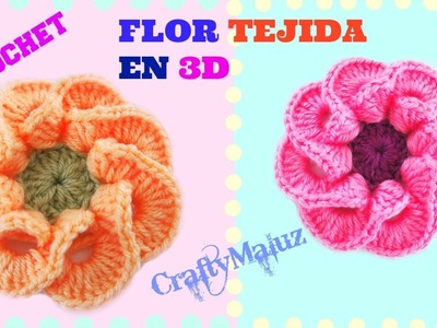 TUTORIAL: FLOR TEJIDA EN 3D PASO A PASO | Crochet como hacer una flor tejida en 3D paso a paso