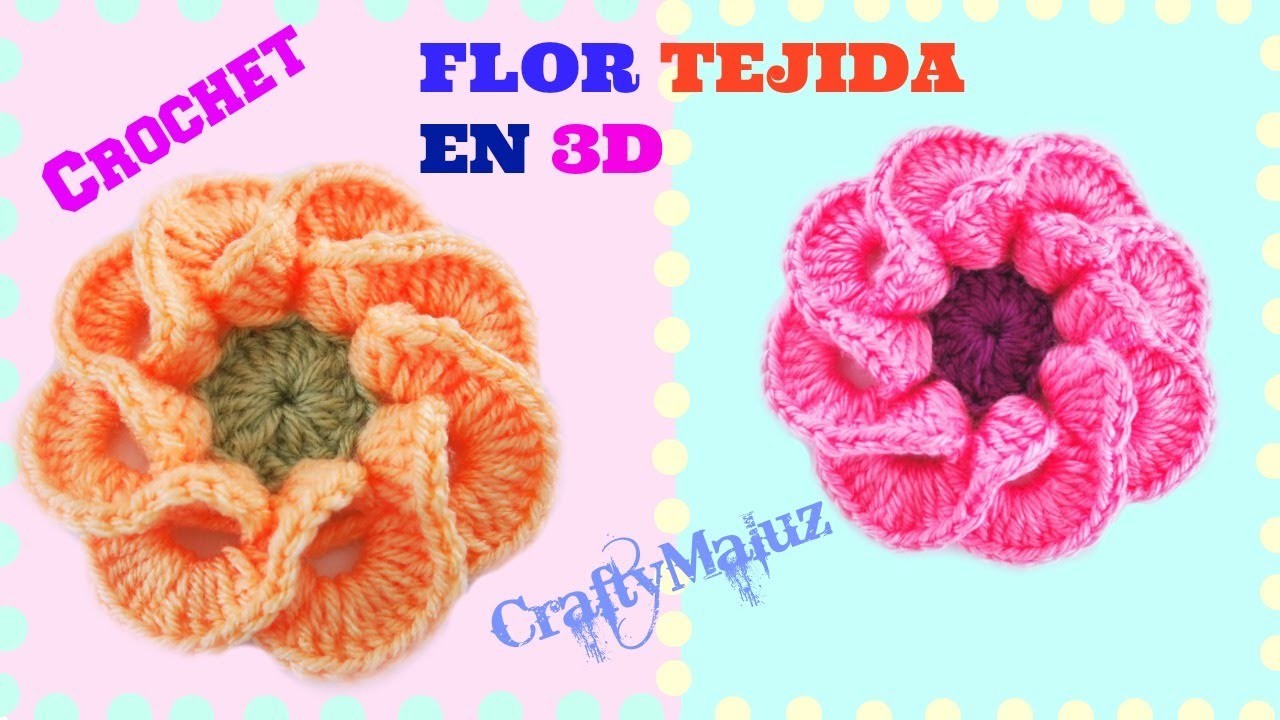 TUTORIAL: FLOR TEJIDA EN 3D PASO A PASO | Crochet como hacer una flor tejida en 3D paso a paso
