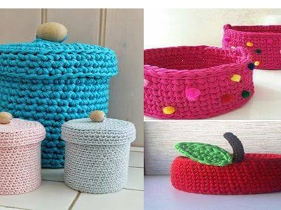 Canastos Tejidos en Crochet Con Trapillo