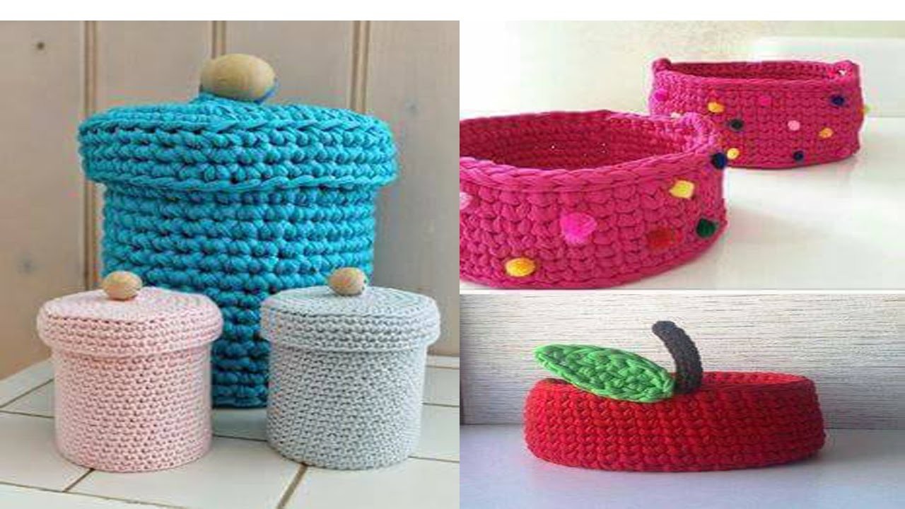 Canastos Tejidos en Crochet Con Trapillo