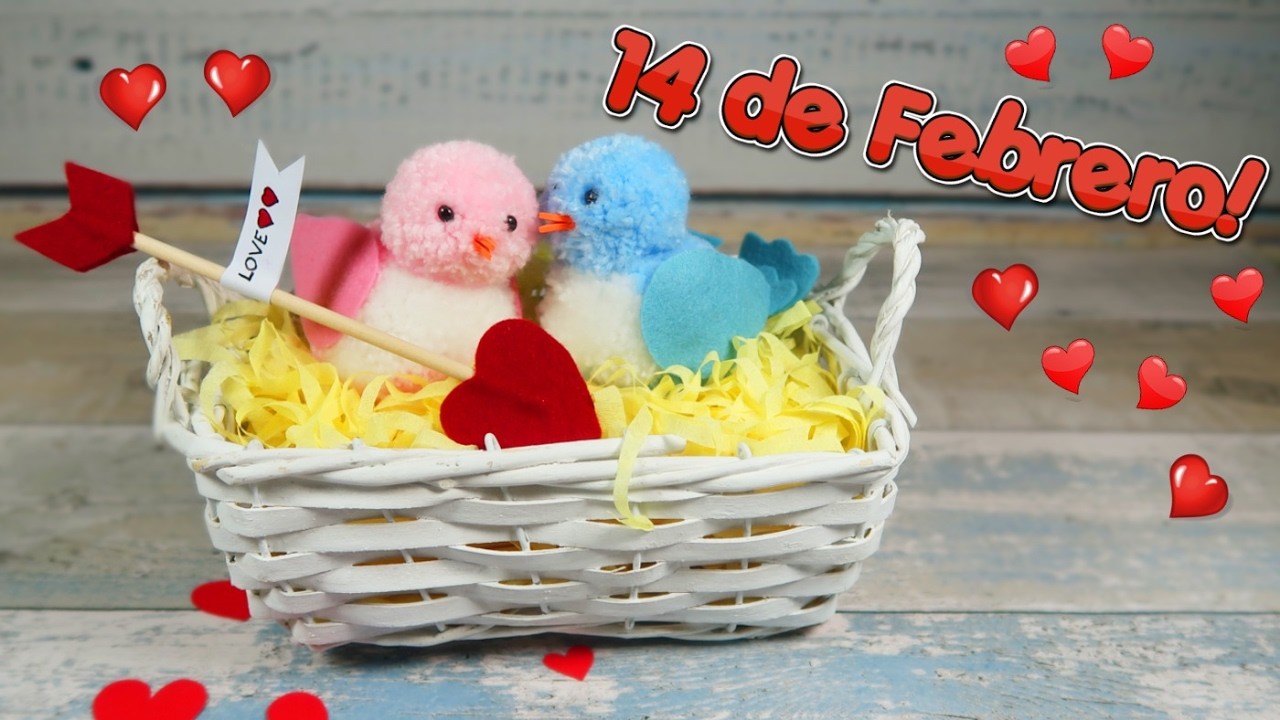 Como hacer pajaritos con pompones de lana - Idea fácil regalo 14 de febrero San valentín