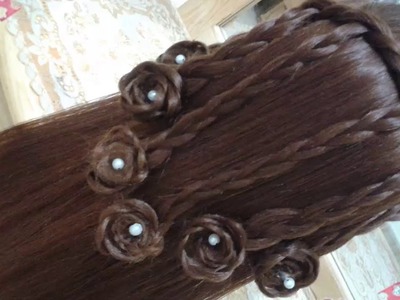 Peinados con rosas sencillos y faciles para cabello largo bonitos y rapidos con trenzas para niña#40