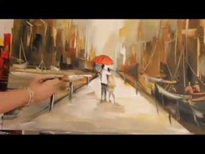 Gabriela Mensaque Pintando Caminantes sobre la lluvia