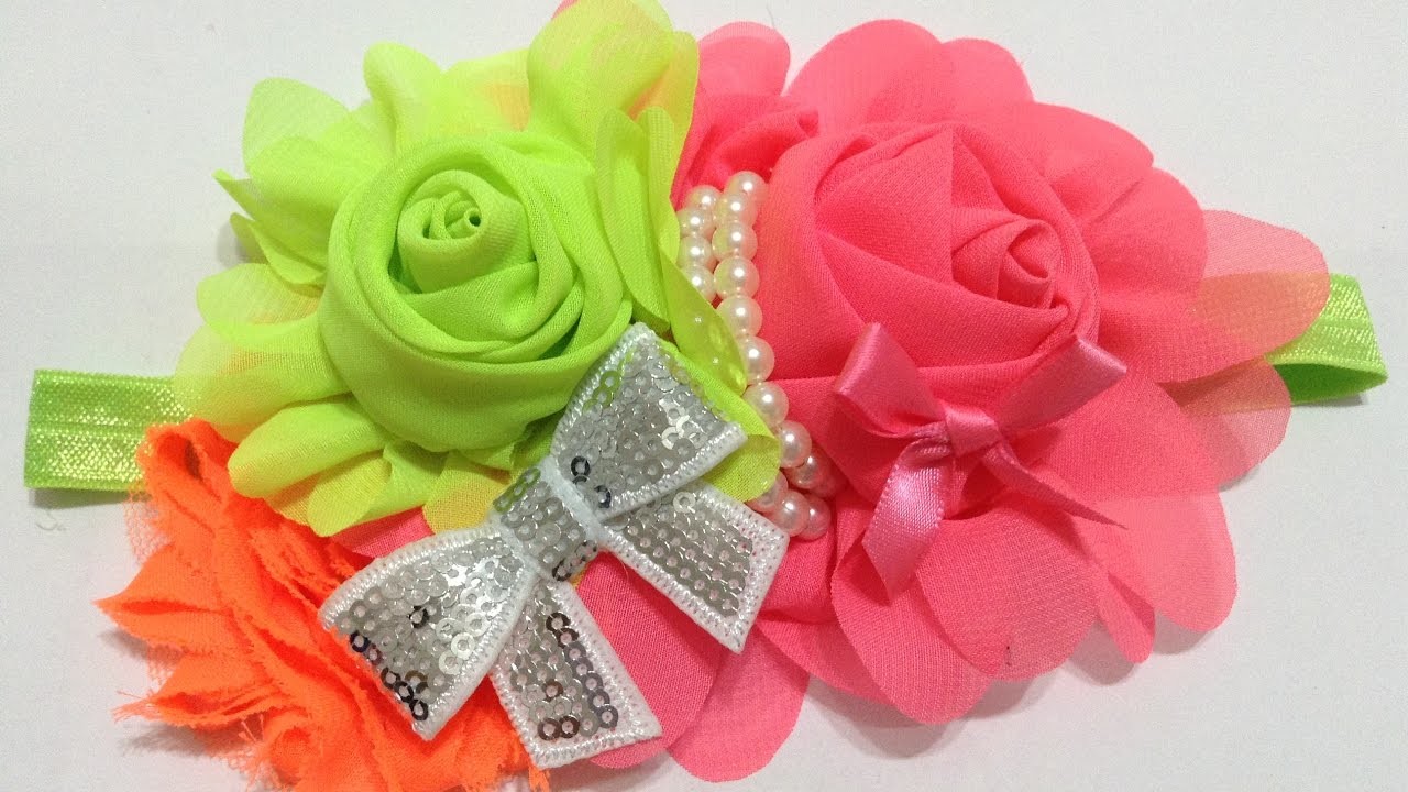Tiara neon de flores prefabricadas VIDEO No. 441 creaciones rosa isela