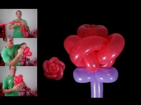 Como hacer rosas con globos largos - globoflexia rosa - como hacer rosa con globos