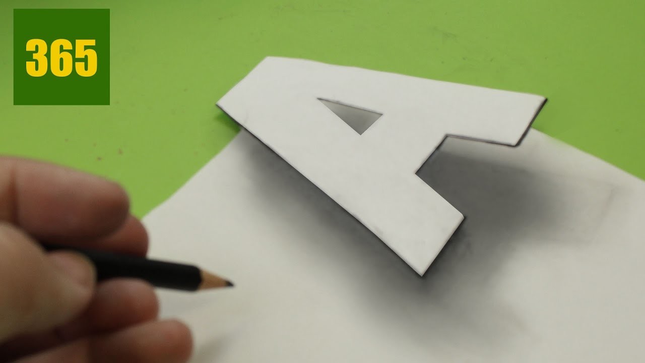 DIBUJO EN 3D - Como dibujar una A en 3d - how to draw in 3d