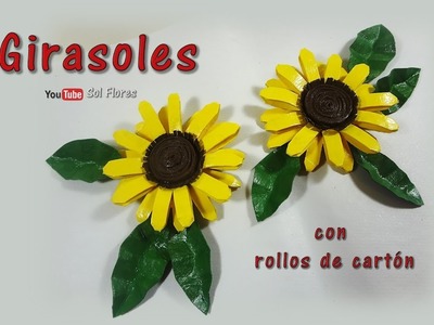 Girasoles con rollos de cartón - Sunflowers with cardboard rolls