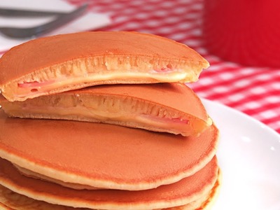 Tortitas Americanas Rellenas de Bacon Queso y Jamón | Hot Cakes | Pancakes