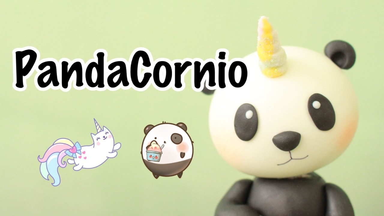 PANDACORNIO | Cómo Hacer Un Panda Con Cuerno De Unicornio | Pasta Flexible | Porcelana Fría