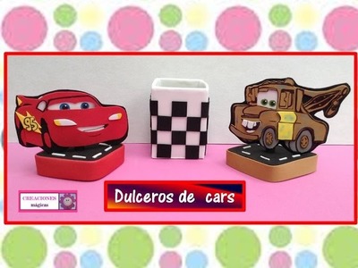 ♥♥Dulceros de cars♥♥ Rayo Mcqueen y Mate♥♥ Reciclando envase de leche♥♥
