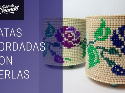 Latas Bordadas con Perlas Facetadas