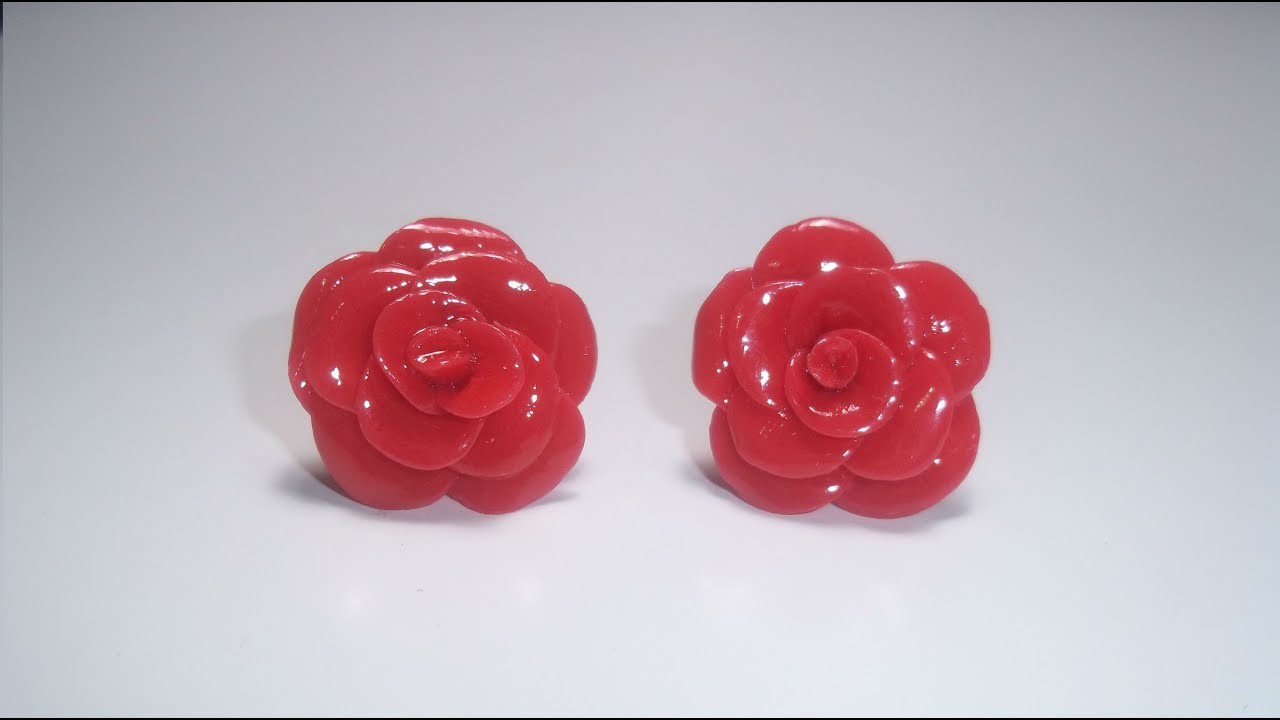 Rosas - aretes de porcelana fría