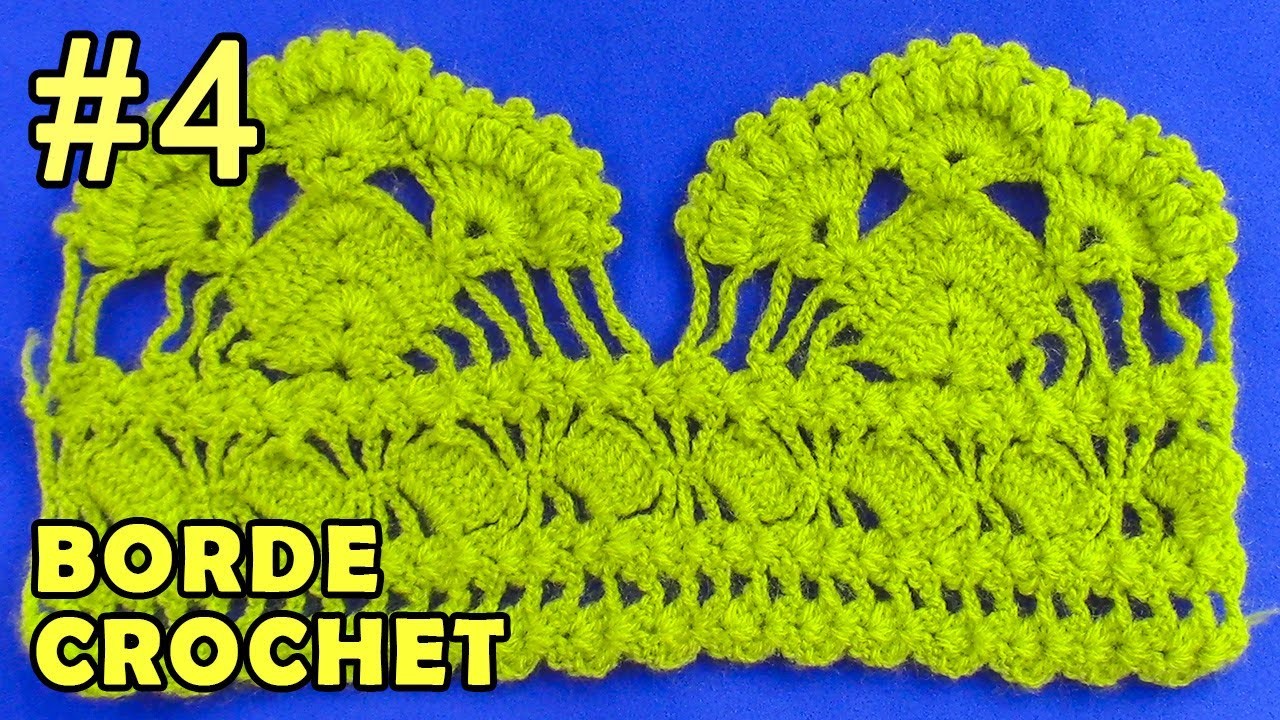 Borde #4 tejido a crochet, fácil de hacer en punto abanicos de garbanzos