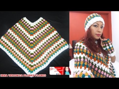 COMO TEJER ESTE LINDO PONCHO MULTICOLOR A CROCHET Y GANCHILLO PARA PRINCIPIANTES PASO A PA