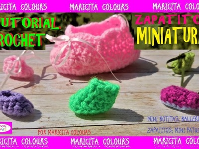 Cómo tejer zapatitos en Miniatura para baby Shower a Crochet por Maricita Colours