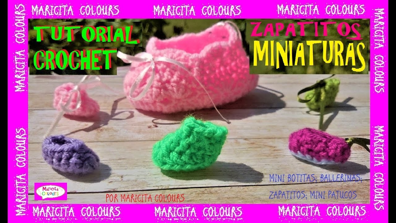 Cómo tejer zapatitos en Miniatura para baby Shower a Crochet por Maricita Colours