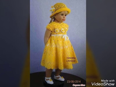 Vestido y sombrero para niñas tejidas al crochet - patrones