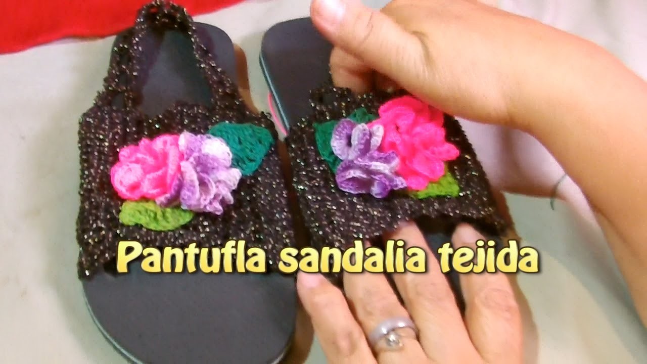 Pantufla sandalia tejida |Creaciones y manualidades angeles