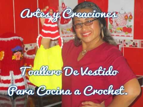 TOALLERO DE VESTIDO PARA COCINA TEJIDO A CROCHET