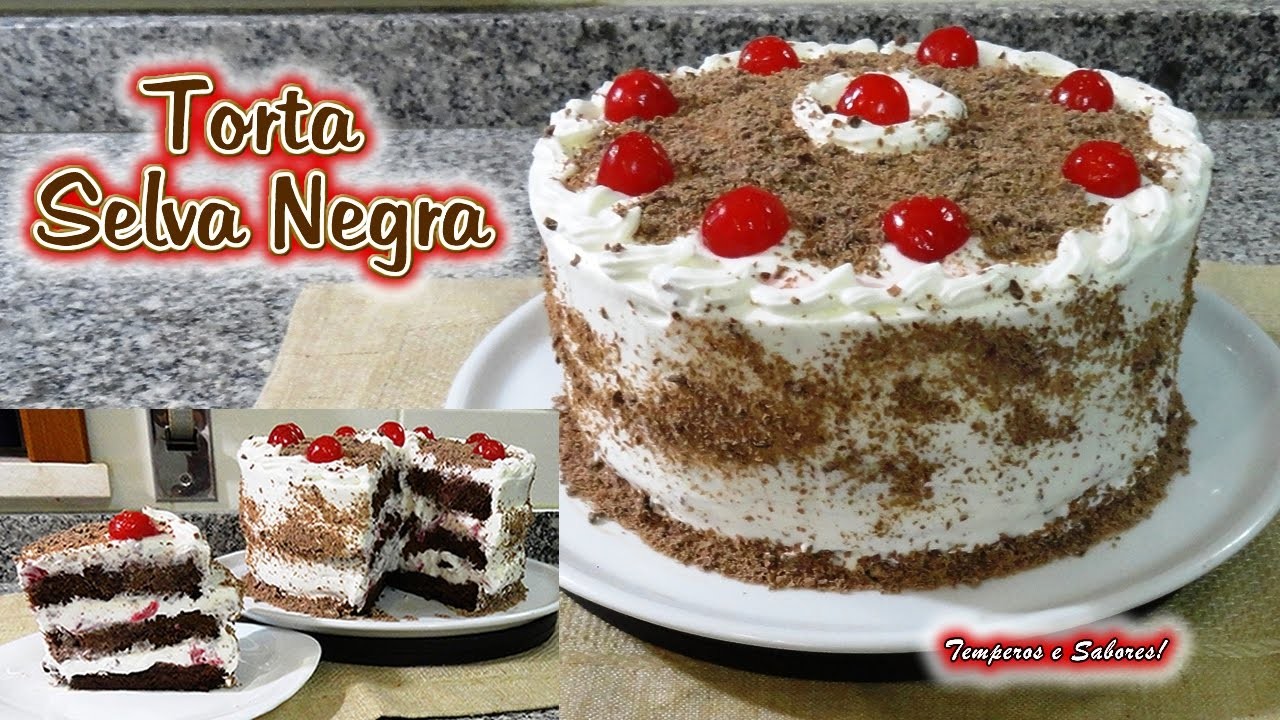 TORTA SELVA NEGRA Chocolate, Chantilly y Cerezas demasiado Rica