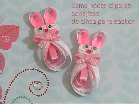 Como hacer clips de conejitos de cinta para pascua (easter bunny clips)