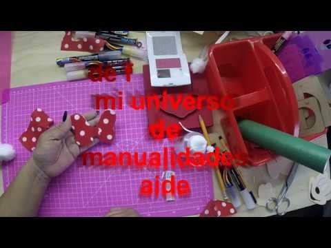 Como hacer moño minnie mouse  estampado de tela con silicon frio