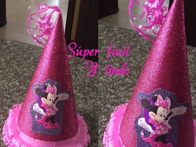 Como hacer un gorrito para cumpleños Minnie Mouse facil, hat birthday