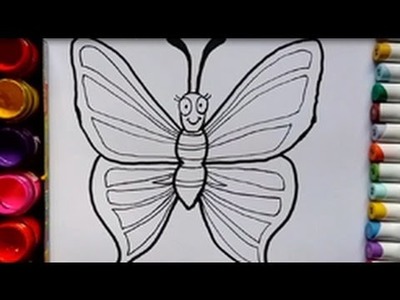 Dibuja y Colorea Una Mariposa de Arco Iris - Learn Colors - Dibujos Para Niños