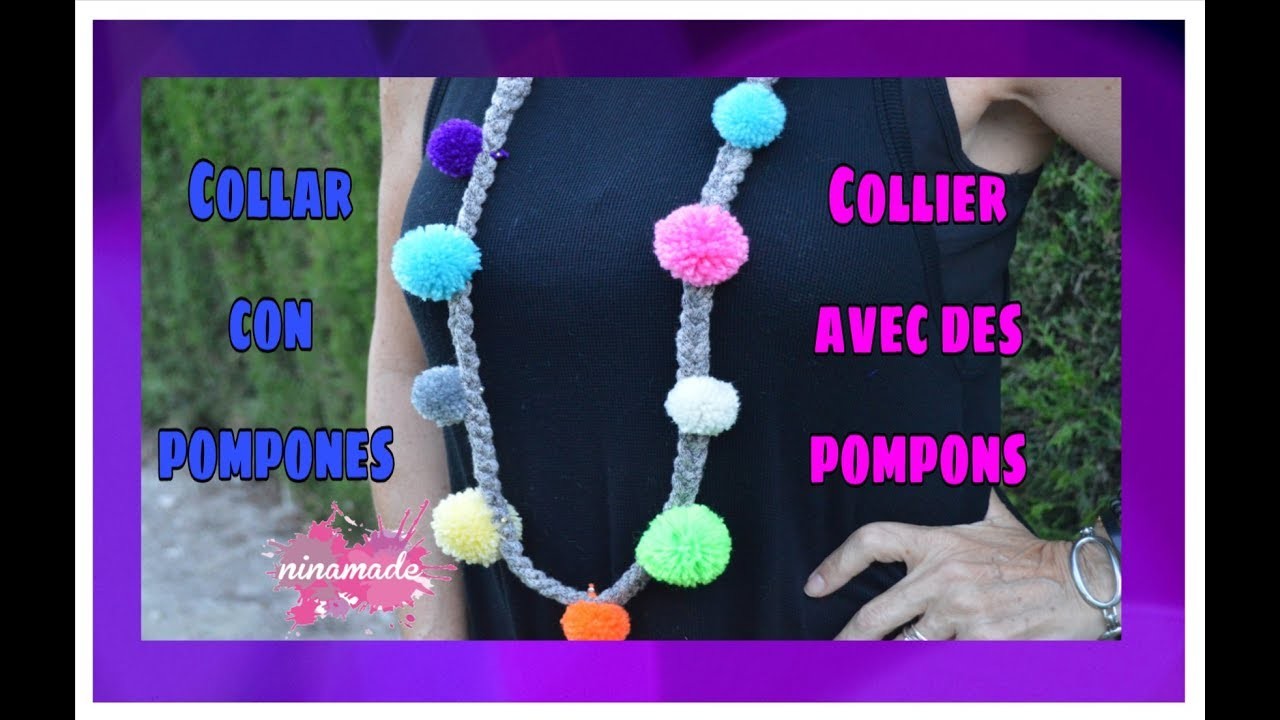 DIY. Collar Con Pompones. Collier  Avec Des Pompons. Necklace With Pompons
