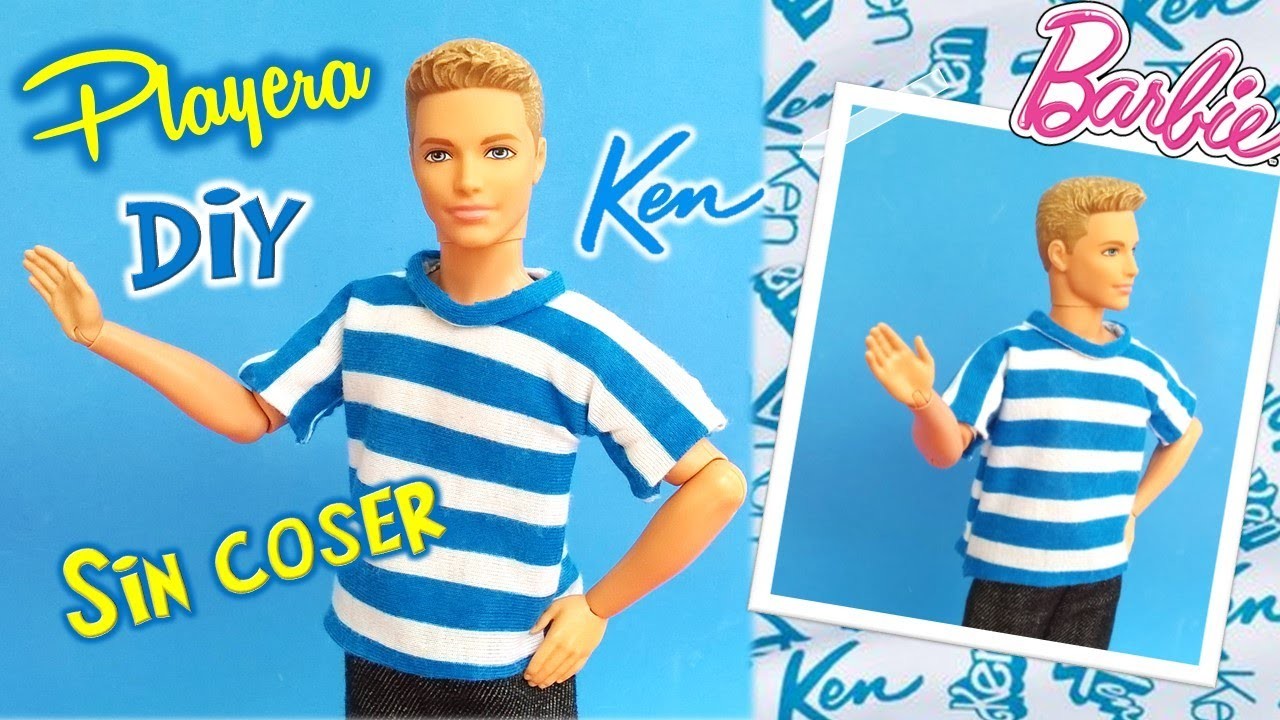 DIY| Como hacer Playera Muñeco KEN de Barbie SIN COSER!! FACIL! Manualidad muñecas Barbie