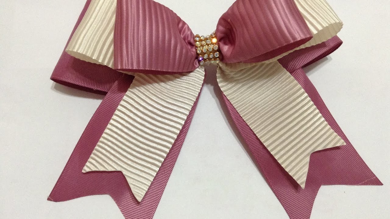 Lazo elegante con listón plisado  en palo de rosa y beige VIDEO No. 445creaciones rosa isela
