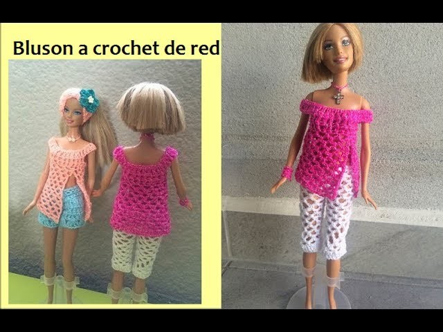 Bluson en red a crochet  para Barbie