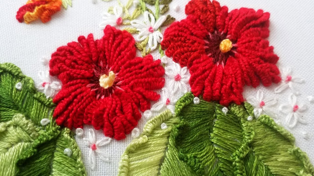 БРАЗИЛЬСКАЯ ВЫШИВКА: КАРКАДЕ.BRAZILIAN EMBROIDERY: HIBISCUS