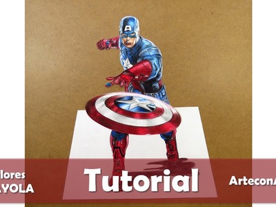Cómo dibujar al Capitán América PASO A PASO (Lápices de colores escolares)