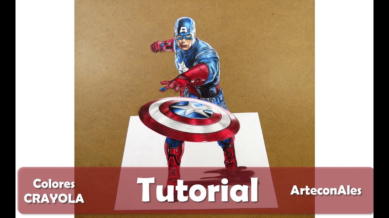 Cómo dibujar al Capitán América PASO A PASO (Lápices de colores escolares)