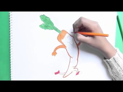 Como dibujar y colorear a la Zanahoria - How to draw and color the Carrot