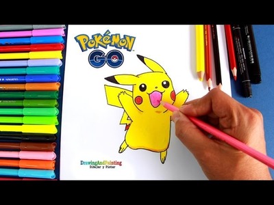 How to draw PIKACHU (Pokemon GO) | Cómo dibujar y colorear a Pikachu (Pokémon GO)