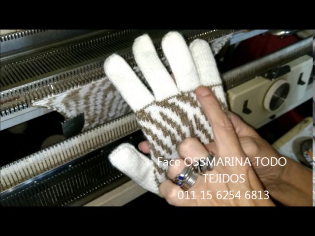 Tejiendo guantes con jackard con OSSMARINA parte 5
