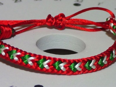 Pulsera navidad  kumihimo (tejida) Hira Kara 12 hebras plana