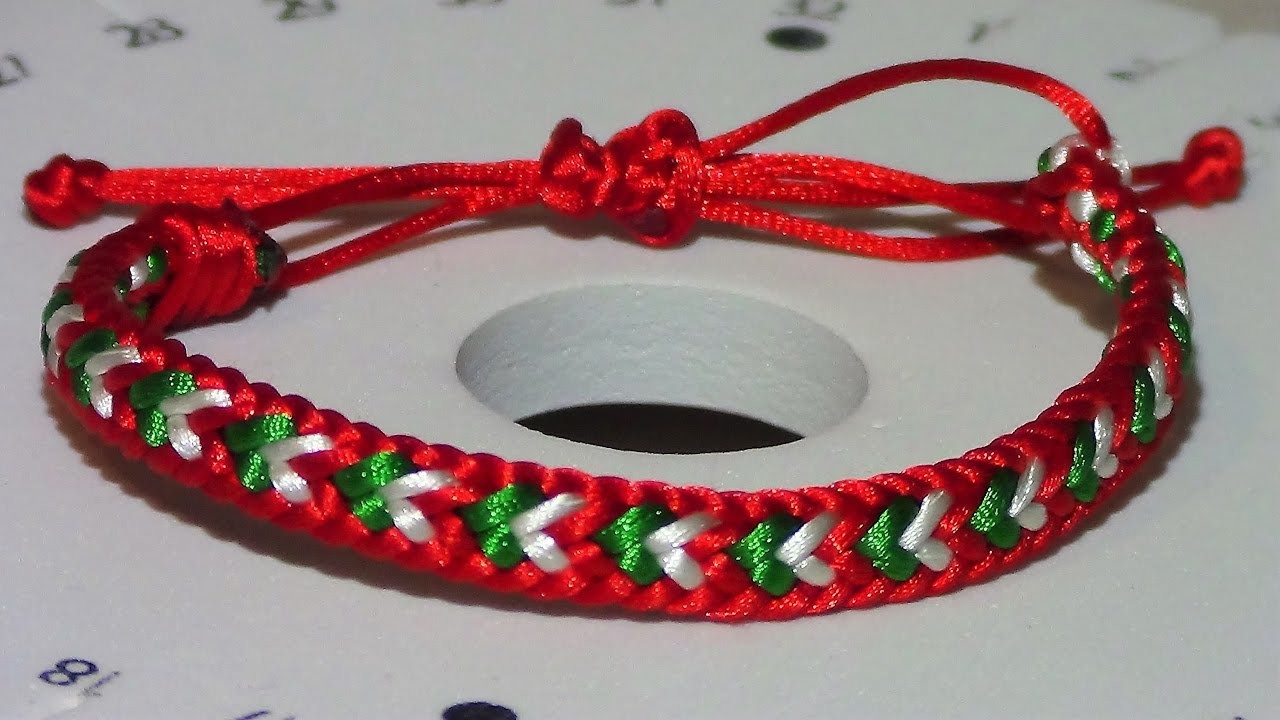 Pulsera navidad  kumihimo (tejida) Hira Kara 12 hebras plana