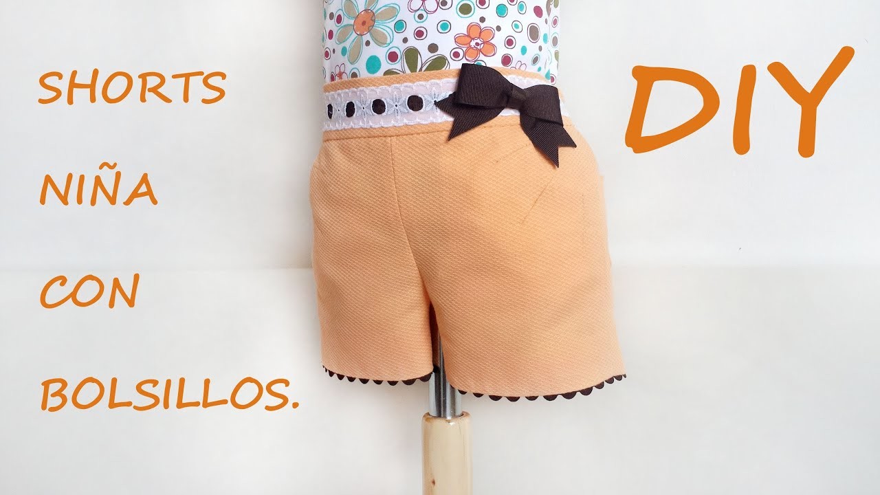 Shorts niña con bolsillos. Patrón en tienda.patronesmujer