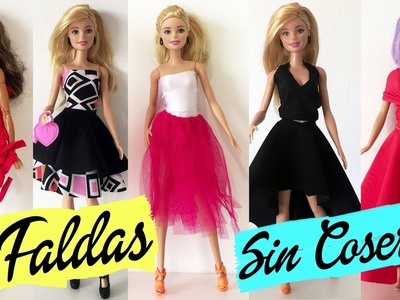 Cómo hacer FALDAS para Barbie ¡Sin coser! Ropa para muñecas