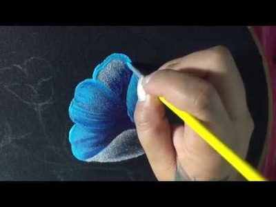 Pintura En Tela Blusa  Flores Azules Con Cony