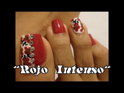 Rojo Intenso Otoño e Invierno para las uñas  de los pies.Fall design with Red toe nail art
