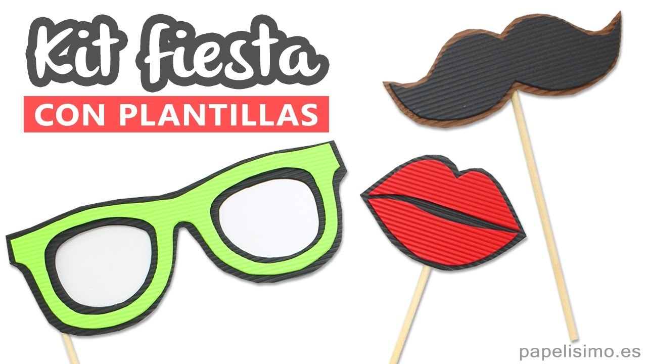 Complementos para photocall casero (gafas, bigote y labios beso)