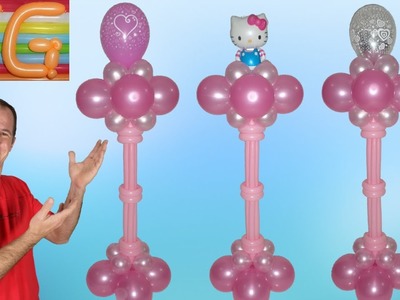 Como hacer columnas de globos - decoracion con globos - decoracion para baby shower