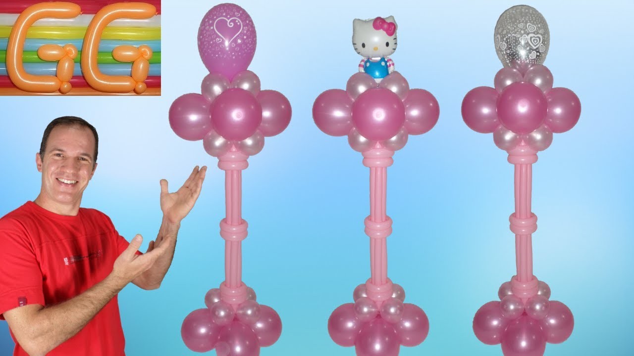 Como hacer columnas de globos - decoracion con globos - decoracion para baby shower